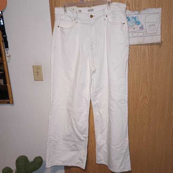 a.n.a - Plus Women's High Rise Wide Leg Jean White size 14 - Picture 4 of 6